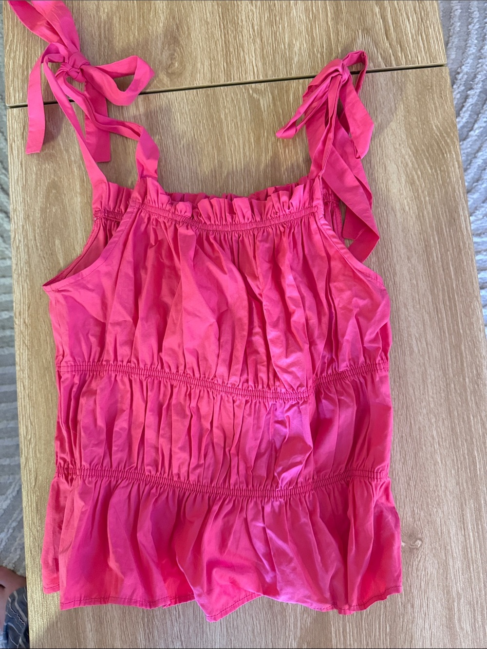 Boohoo Hot Pink Tie-Shoulder Ruffle Tank